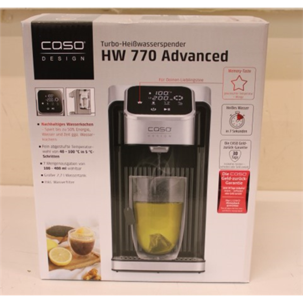 SALE OUT. Caso 01889 HW 770 advanced Turbo Hot water dispenser, Capacity 2.7 L, Black/Stainless Steel , Caso , Turbo Hot Water Dispenser , HW 770 Advanced , Water Dispenser , 2600 W , 2.7 L , Plastic/Stainless Steel , Black/Stainless Steel , USED, SCRATCH