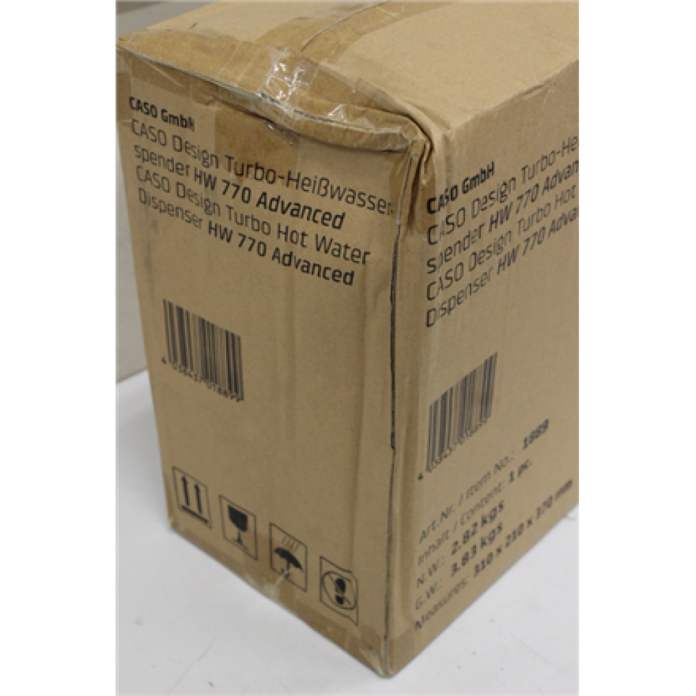 SALE OUT. , Caso , Turbo Hot Water Dispenser , HW 770 Advanced , Water Dispenser , 2600 W , 2.7 L , Plastic/Stainless Steel , Black/Stainless Steel , DAMAGED PACKAGING
