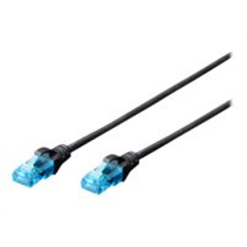 CAT 5e U-UTP , Patch cord , PVC AWG 26/7 , Boots with kink protection, strain relief and latch protection , Black , 1 m , Modular RJ45 (8/8) plug