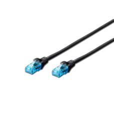 CAT 5e U-UTP , Patch cord , PVC AWG 26/7 , Boots with kink protection, strain relief and latch protection , Black , 1 m , Modular RJ45 (8/8) plug CAT 5e U-UTP , Patch cord , PVC AWG 26/7 , Boots with kink protection, strain relief and latch protection , Black , 1 m , Modular RJ45 (8/8) plug