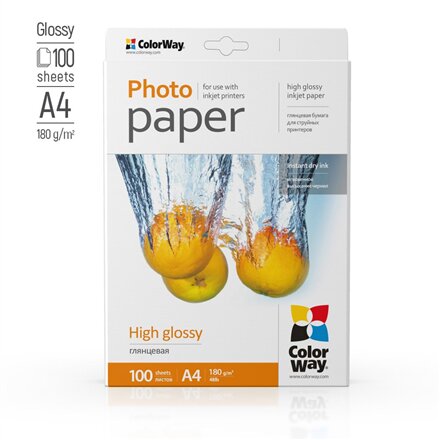 ColorWay Photo Paper, 100 sheets , High Glossy , 180 g/m² , A4