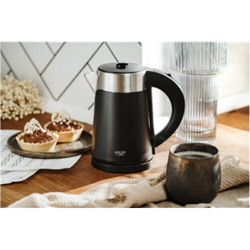 Adler , Kettle , AD 1372 , Electric , 800 W , 0.6 L , Plastic/Stainless steel , 360° rotational base , Black