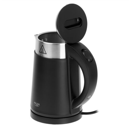 Adler , Kettle , AD 1372 , Electric , 800 W , 0.6 L , Plastic/Stainless steel , 360° rotational base , Black