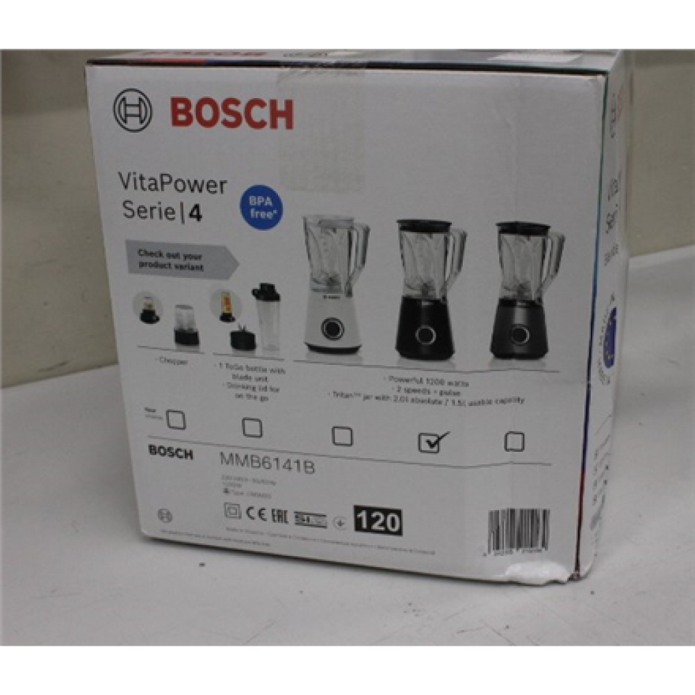 SALE OUT. Bosch MMB6141B VitaPower Series 4 Blender, 1200 W, Black , Bosch , Blender , MMB6141B VitaPower Series 4 , Tabletop , 1200 W , Jar material Tritan , Jar capacity 1.5 L , Black , DAMAGED PACKAGING