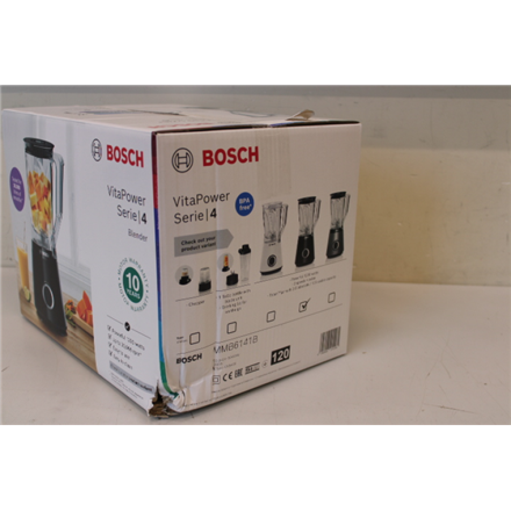 SALE OUT. Bosch MMB6141B VitaPower Series 4 Blender, 1200 W, Black , Bosch , Blender , MMB6141B VitaPower Series 4 , Tabletop , 1200 W , Jar material Tritan , Jar capacity 1.5 L , Black , DAMAGED PACKAGING