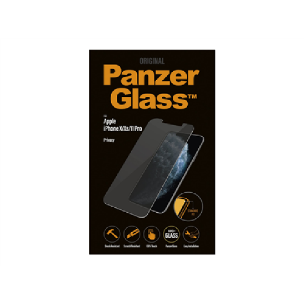 PanzerGlass P2661 Screen protector Apple iPhone X/Xs/11 Pro Tempered glass Transparent Confidentiality filter; Anti-shatter film (holds the glass together and protects against glass shards in case of breakage); Easy Installation with full adhesive; Compat