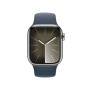 Apple Apple Watch Series 9 GPS + Cellular 45mm Silver Stainless Steel Case with Storm Blue Sport Band - S/M Apple Water-resistant, Dust-resistant, Crack-resistant