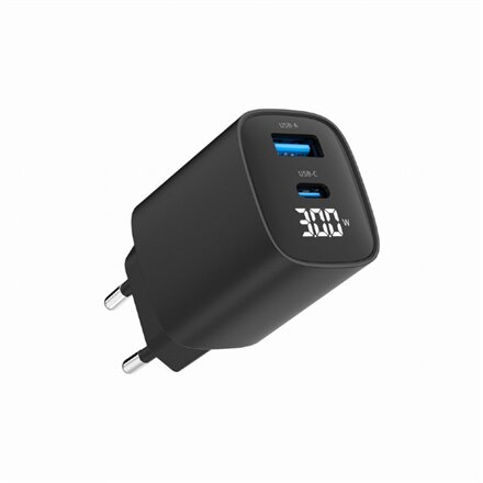 Gembird 2-port 30W USB fast charger, LCD , TA-UC-PDQC30LCD-BK-01