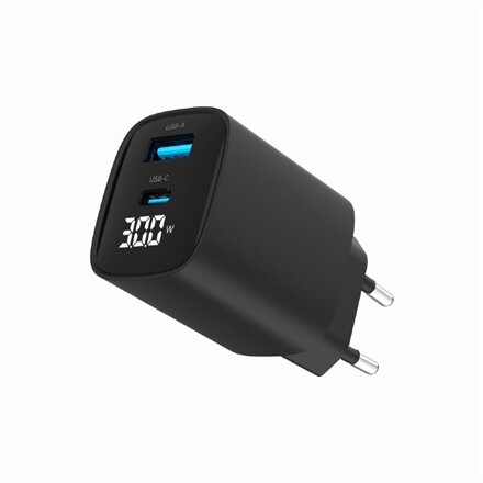 Gembird 2-port 30W USB fast charger, LCD , TA-UC-PDQC30LCD-BK-01