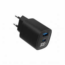 Gembird 2-port 30W USB fast charger, LCD , TA-UC-PDQC30LCD-BK-01