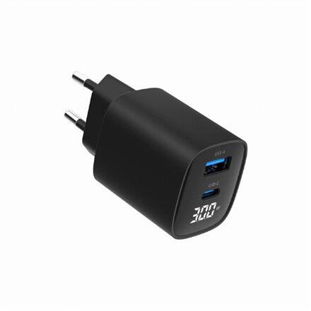 Gembird 2-port 30W USB fast charger, LCD , TA-UC-PDQC30LCD-BK-01