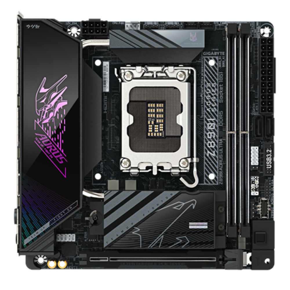 Gigabyte Z890I AORUS ULTRA , Processor family Intel , Processor socket LGA1851 , DDR5 , Supported hard disk drive interfaces M.2, SATA , Number of SATA connectors 2