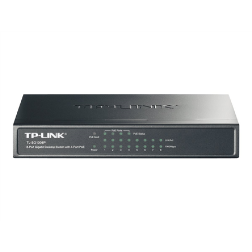 TP-LINK , Switch , TL-SG1008P , Unmanaged , Desktop , Gigabit Ethernet (copper) ports quantity 8 , Power over Ethernet (PoE) ports quantity 4 , Power supply type External , 36 month(s)