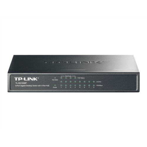 TP-LINK , Switch , TL-SG1008P , Unmanaged , Desktop , Gigabit Ethernet (copper) ports quantity 8 , Power over Ethernet (PoE) ports quantity 4 , Power supply type External