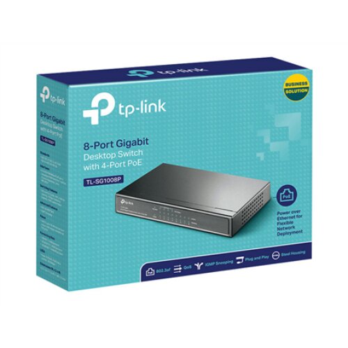 TP-LINK , Switch , TL-SG1008P , Unmanaged , Desktop , Gigabit Ethernet (copper) ports quantity 8 , Power over Ethernet (PoE) ports quantity 4 , Power supply type External