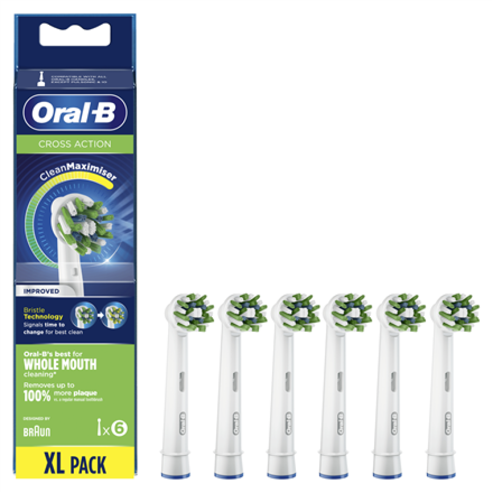 Oral-B CrossAction Replaceable Toothbrush Heads , EB50RB-6 , Heads , For adults , Number of brush heads included 6 , White