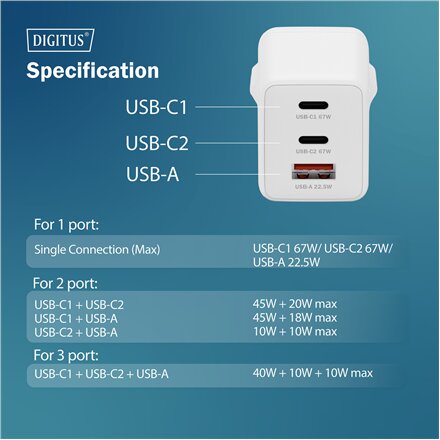 Digitus , Battery charger, 67W , DA-10303
