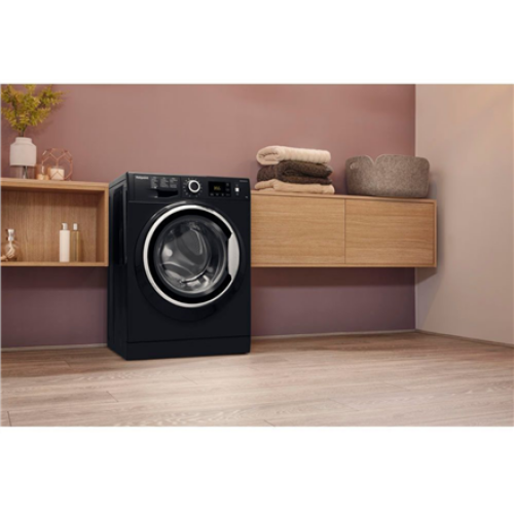 Hotpoint Washing machine NLCD 945 BS A EU N Energy efficiency class B, Front loading, Washing capacity 9 kg, 1400 RPM, Depth 60.5 cm, Width 59.5 cm, Display, LCD, Steam function, Black