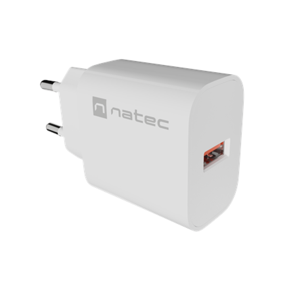 Natec Ribera USB Charger 1X USB-A 18W, White