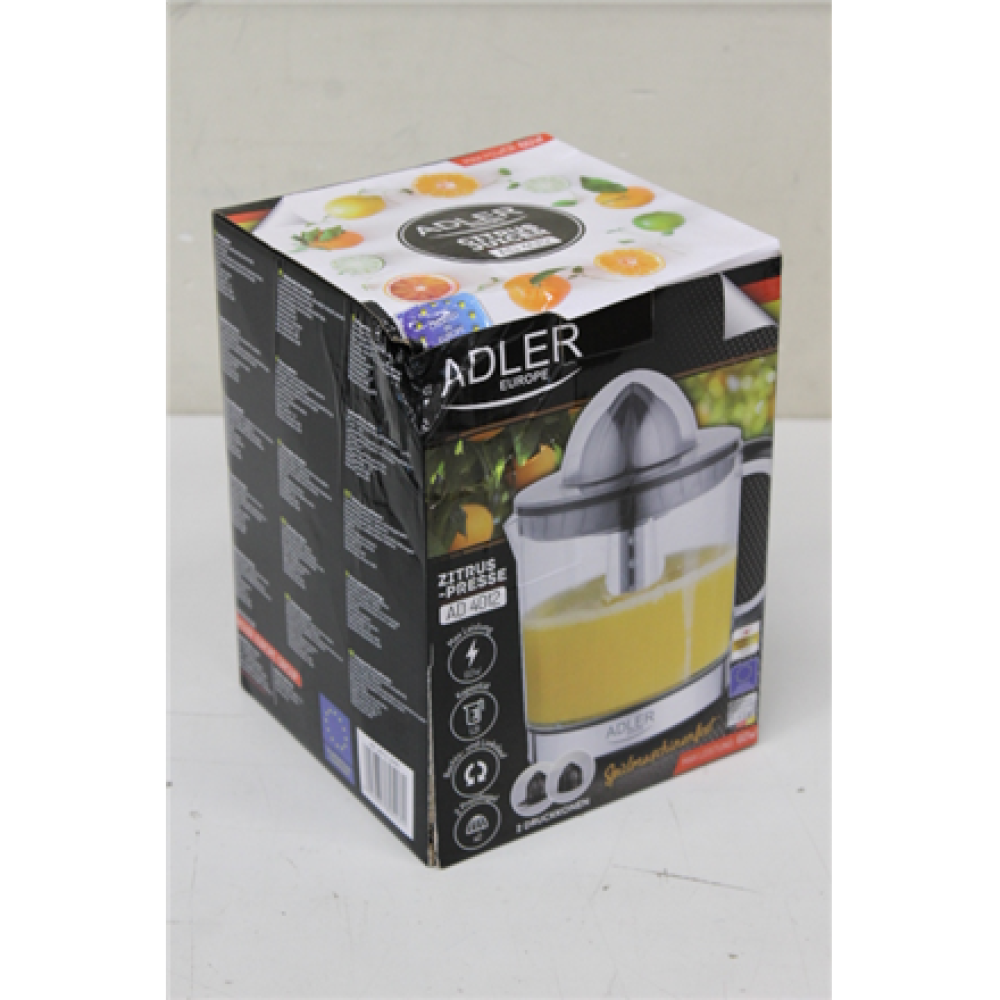 SALE OUT. Adler AD 4012 Citrus Juicer, 2 Pressing Cups for Big and Small Citrus Fruits, 40W, Black , Adler Citrus Juicer , AD 4012 , Type Citrus juicer , Black , 40 W , Number of speeds 1 , DAMAGED PACKAGING