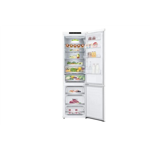 LG , Refrigerator , GBB72SWVGN , Energy efficiency class D , Free standing , Combi , Height 203 cm , No Frost system , Fridge net capacity 233 L , Freezer net capacity 107 L , Display , 35 dB , White