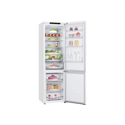 LG , Refrigerator , GBB72SWVGN , Energy efficiency class D , Free standing , Combi , Height 203 cm , No Frost system , Fridge net capacity 233 L , Freezer net capacity 107 L , Display , 35 dB , White