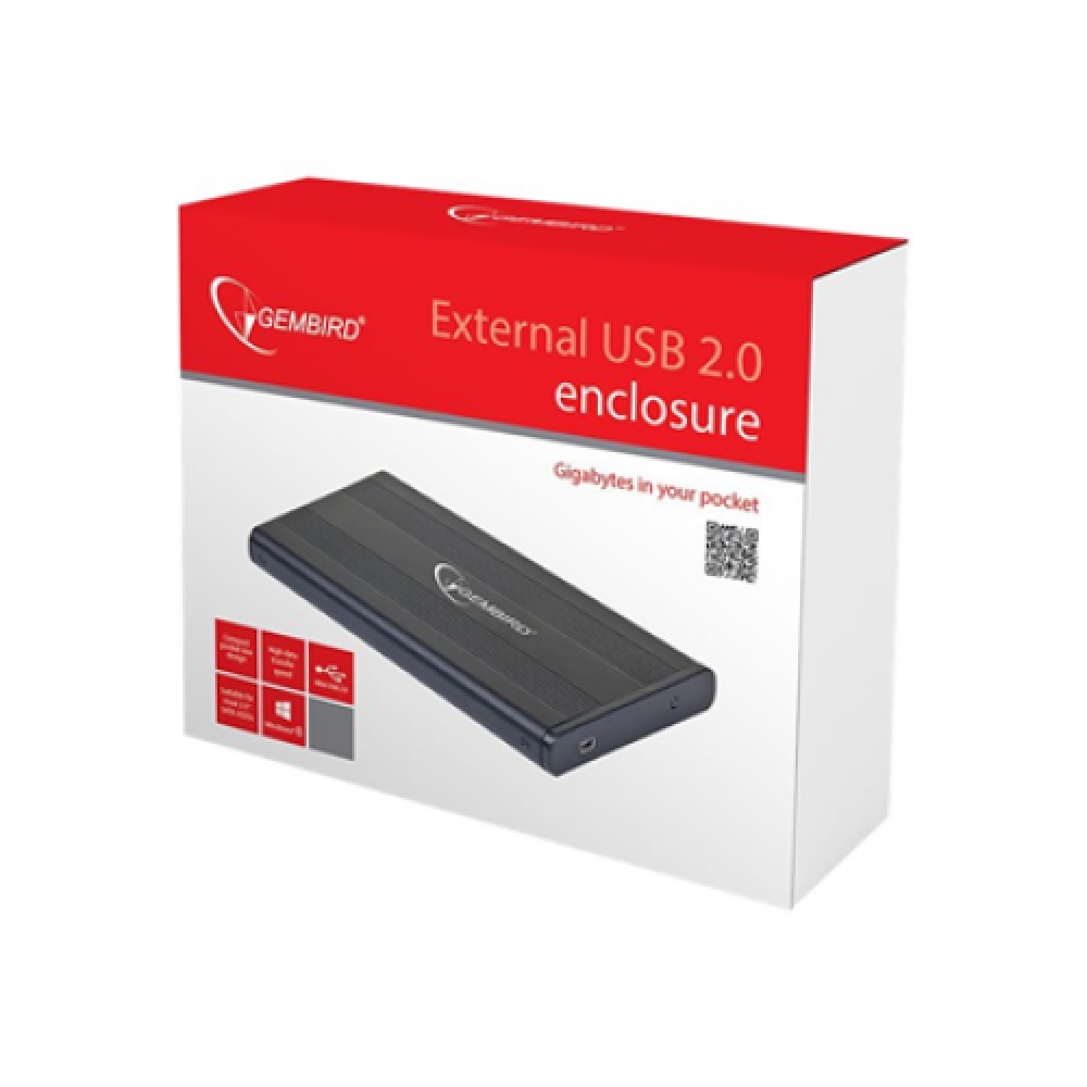 Gembird External USB 2.0 enclosure for 2.5 SATA HDDs, mini-USB 5pin connector , Gembird