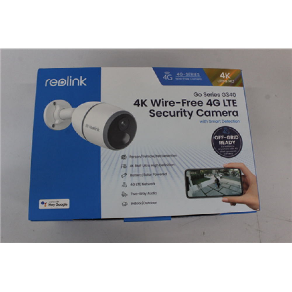 SALE OUT. Reolink Go Series G340 4K 4G LTE Wire Free Camera, White, DEMO , Reolink , 4G LTE Wire Free Camera , Go Series G340 , 23 month(s) , Bullet , 8 MP , Fixed , IP65 , H.265 , Micro SD, Max. 128GB , DEMO