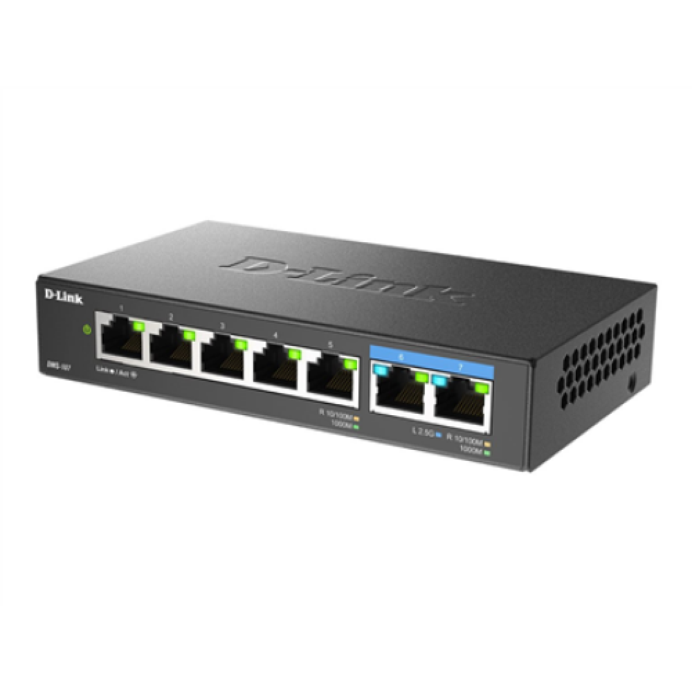 D-Link , 7-Port Multi-Gigabit Unmanaged Switch , DMS-107/E , Unmanaged , Desktop , Power supply type External