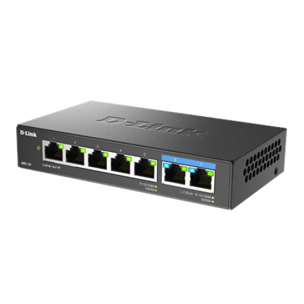 D-Link , 7-Port Multi-Gigabit Unmanaged Switch , DMS-107/E , Unmanaged , Desktop , Power supply type External