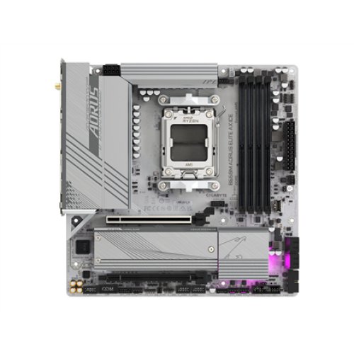 Gigabyte , B650M A ELITE AX ICE , Processor family AMD , Processor socket AM5 , DDR5 , Supported hard disk drive interfaces SATA, M.2 , Number of SATA connectors 4