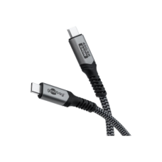 Goobay USB-C™ Cable with Textile Sheath, USB4™, 240 W, 40 Gbit/s, Power Delivery, 1 m, Black, Grey , Goobay Goobay USB-C™ Cable with Textile Sheath, USB4™, 240 W, 40 Gbit/s, Power Delivery, 1 m, Black, Grey , Goobay