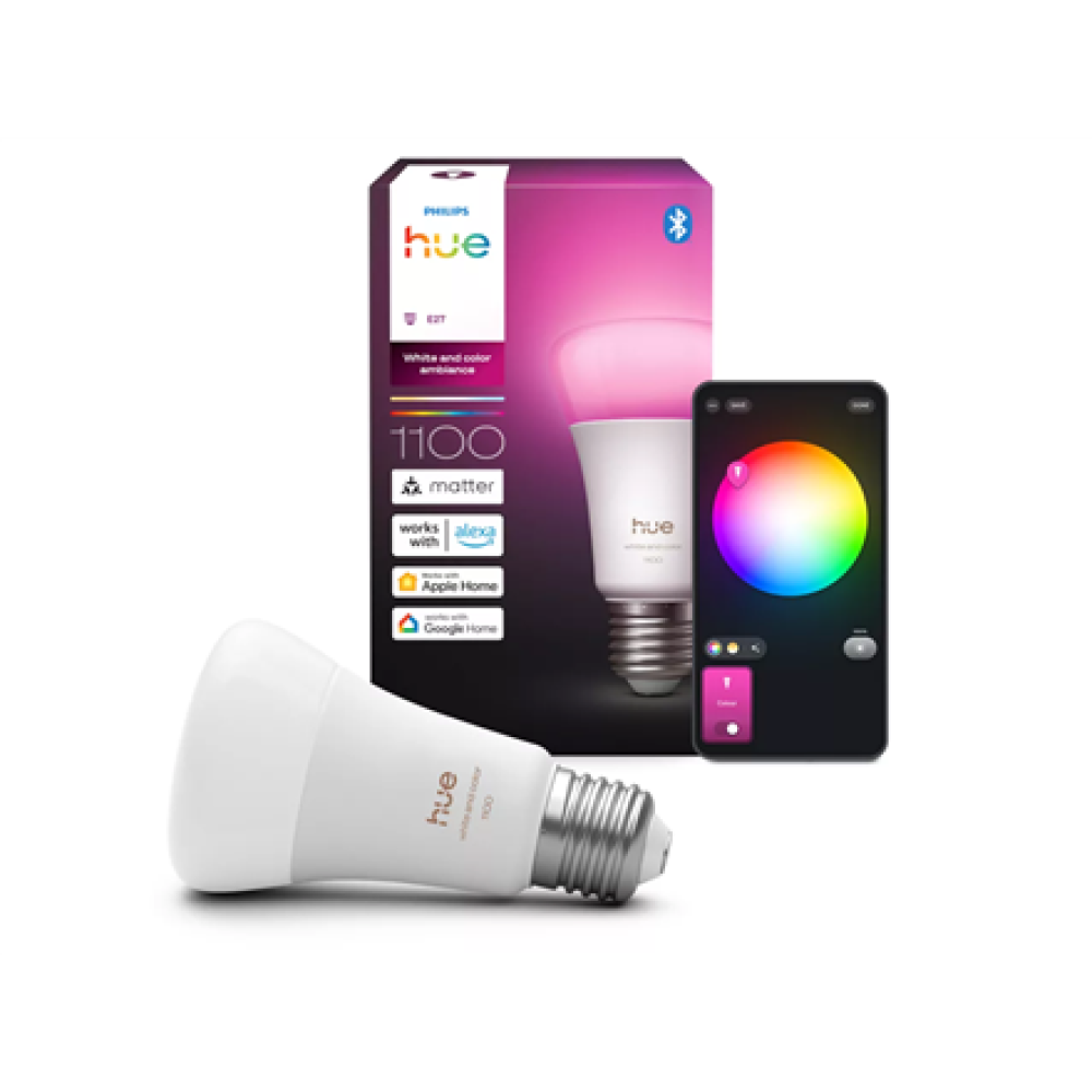 Philips Hue WCA 1100 A60 1P EU , E27 , 8.1 W , White and colour light , Bluetooth and Zigbee