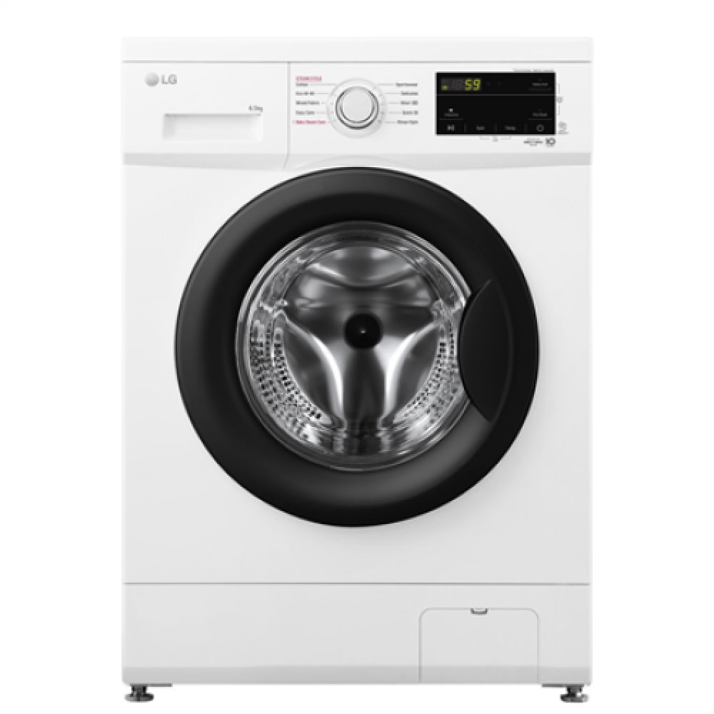 LG , Washing machine , F2J3WSBWE , Energy efficiency class E , Front loading , Washing capacity 6.5 kg , 1200 RPM , Depth 44 cm , Width 60 cm , LED , Steam function , Direct drive , White
