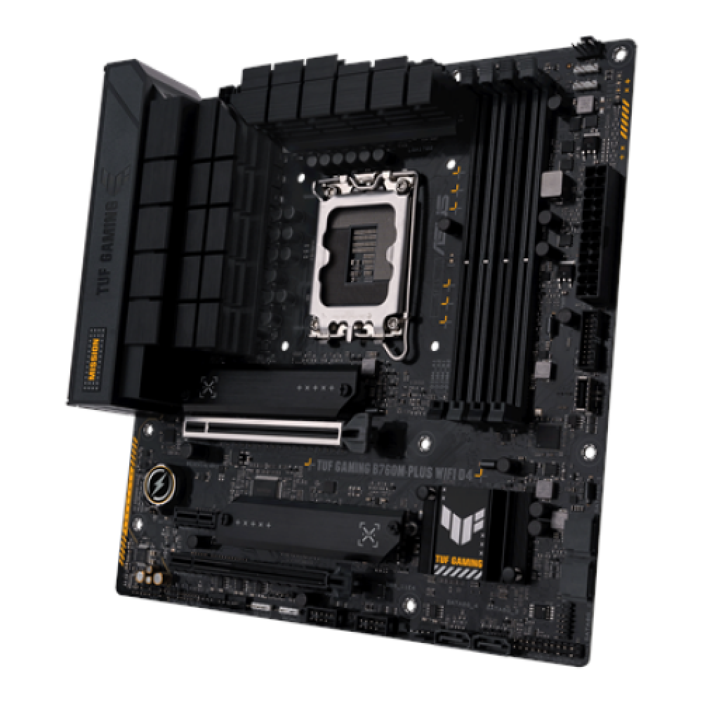 Asus , TUF GAMING B760M-PLUS WIFI D4 , Processor family Intel , Processor socket LGA1700 , DDR4 DIMM , Memory slots 4 , Supported hard disk drive interfaces SATA, M.2 , Number of SATA connectors 4 , Chipset Intel B760 , mATX