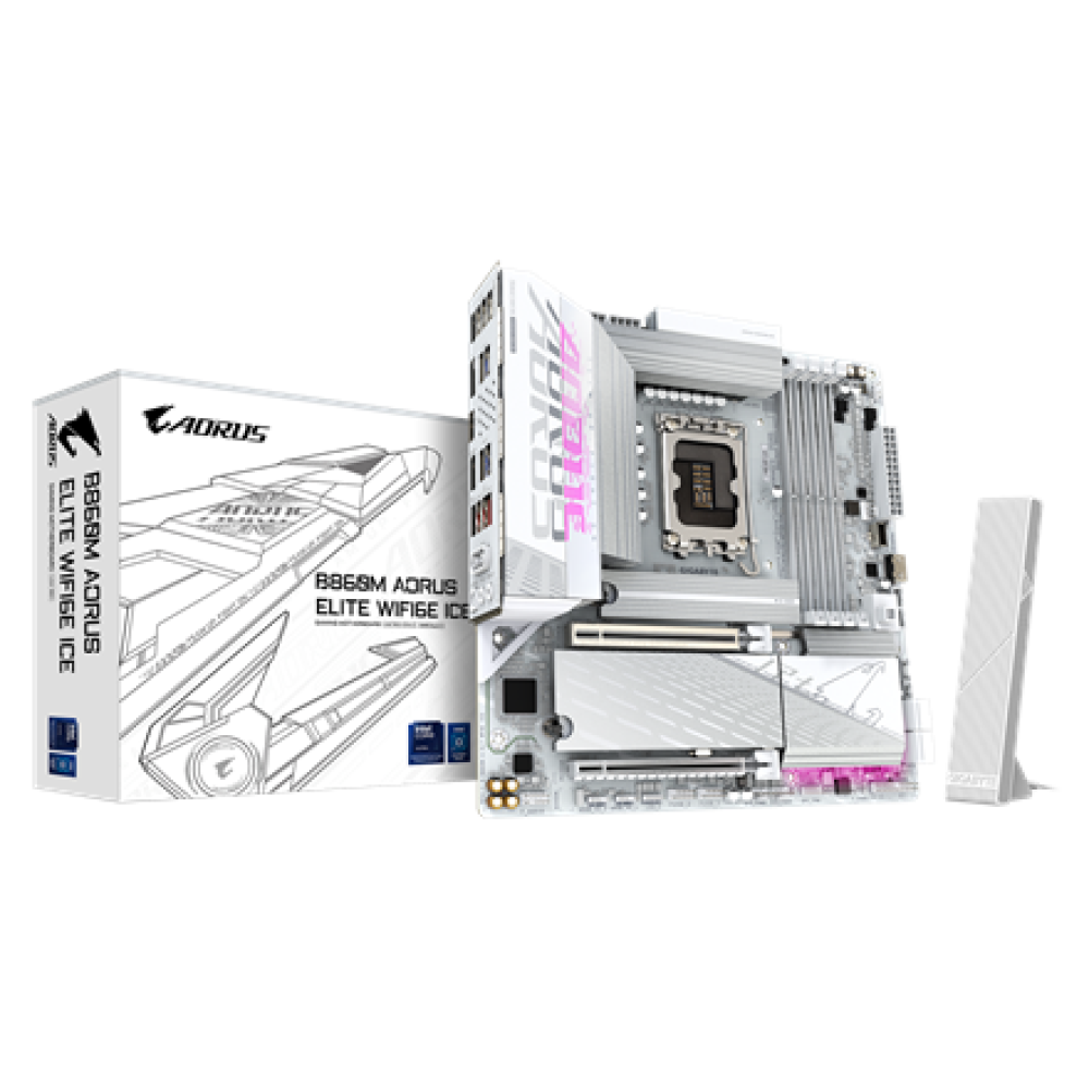 Gigabyte B860M AORUS ELITE WIFI6E ICE , Processor family Intel , Processor socket LGA1851 , DDR5 , Supported hard disk drive interfaces SATA, M.2 , Number of SATA connectors 4