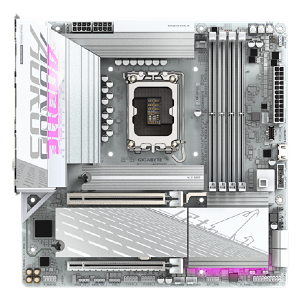 Gigabyte B860M AORUS ELITE WIFI6E ICE , Processor family Intel , Processor socket LGA1851 , DDR5 , Supported hard disk drive interfaces SATA, M.2 , Number of SATA connectors 4