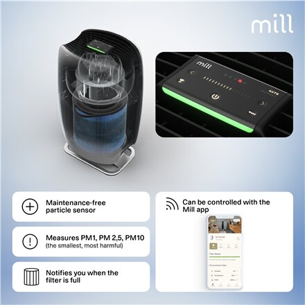 Mill , Silent Pro Air Purifier , APSILENT , Suitable for rooms up to 115 m² , 68.3 m³ , White/Black