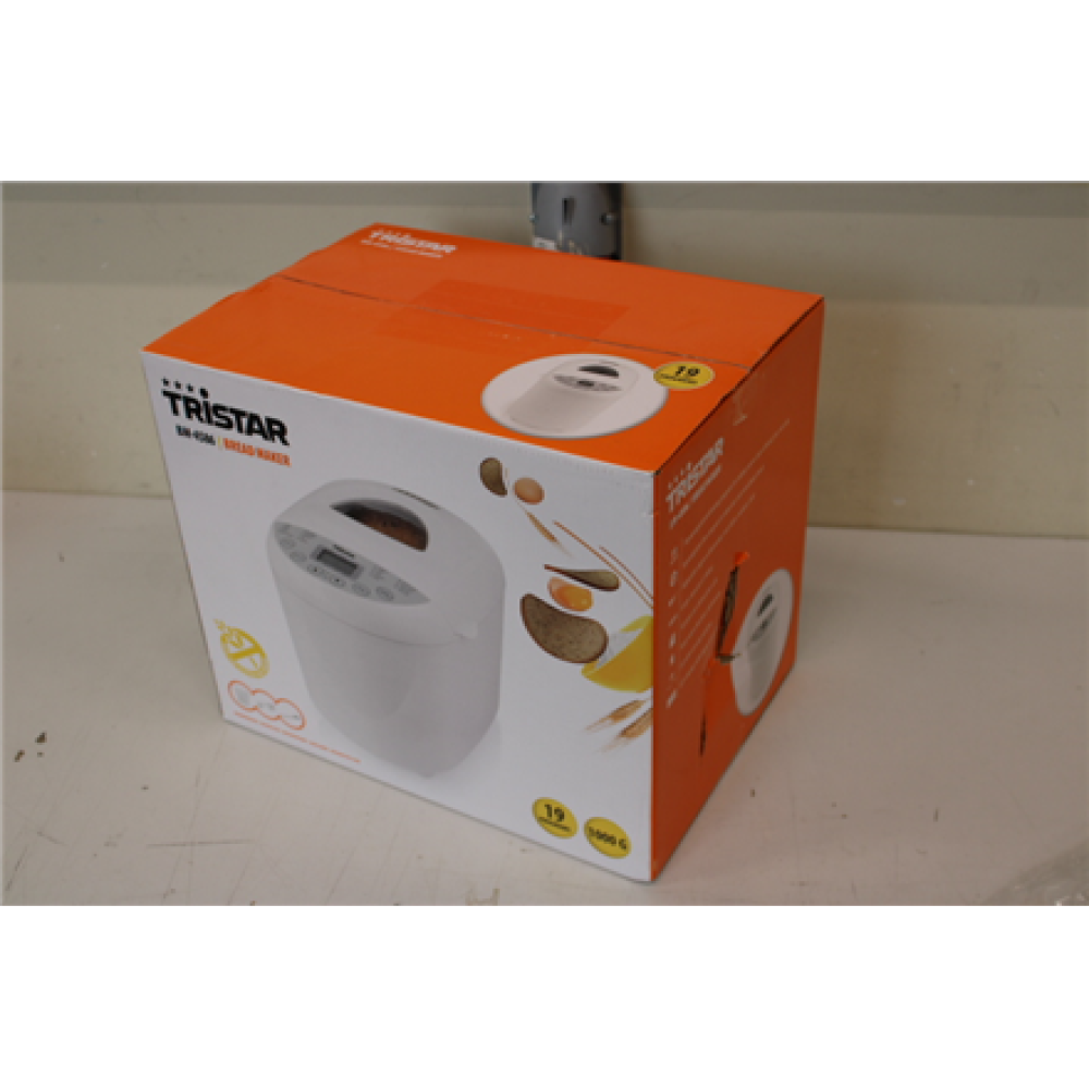 SALE OUT. Tristar BM-4586 Bread Maker, capacity 1000g, LCD Dispaly, 550W, white , Tristar Bread Maker , BM-4586 , Power 550 W , Number of programs 19 , Display LCD , White , DAMAGED PACKAGING , Tristar , Bread Maker , BM-4586 , Power 550 W , Number of pro
