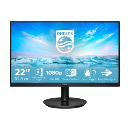 Philips , 221V8A , 21.5 , VA , FHD , 75 Hz , 4 ms , 1920 x 1080 , 200 cd/m² , HDMI ports quantity 1 x HDMI , Black