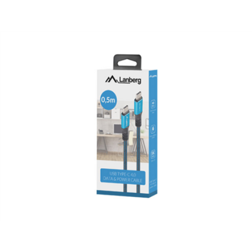 Lanberg , USB-C to USB-C Cable , Black/Blue , 0.5 m
