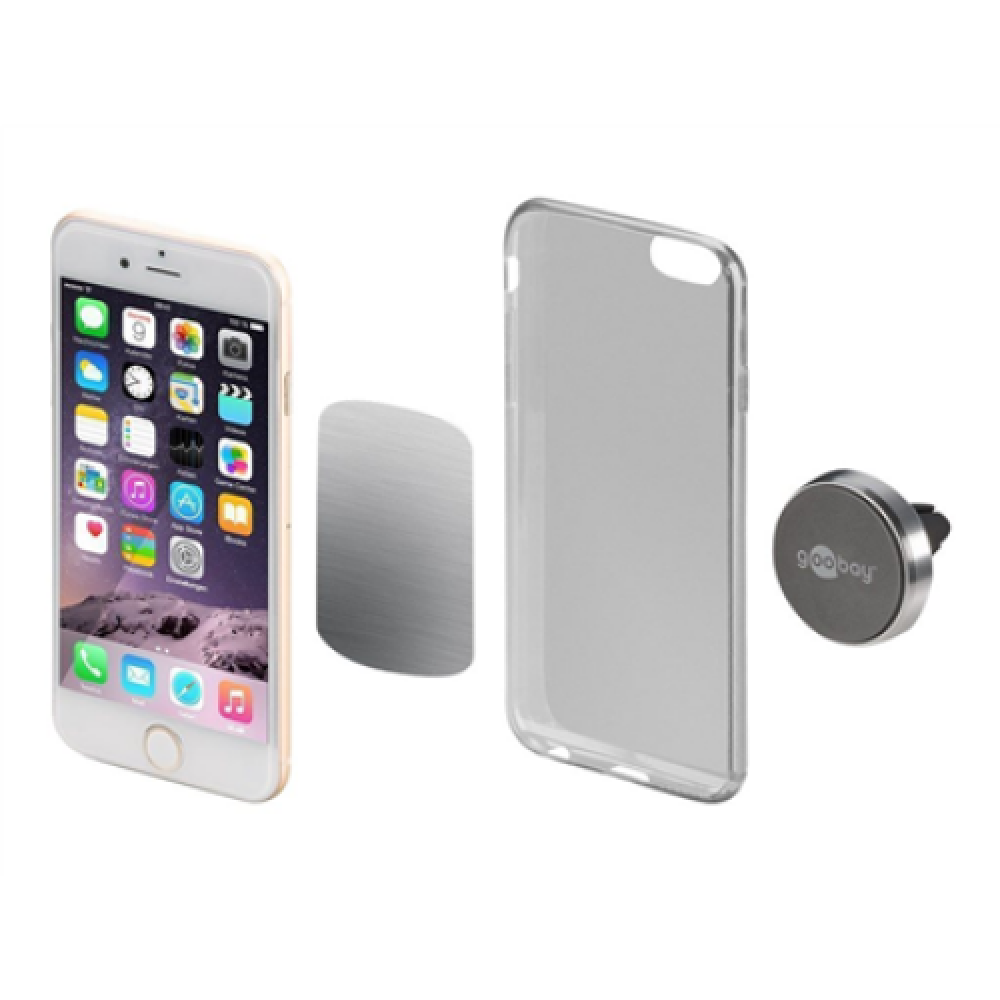Goobay , Magnetic mount Metal Slim Design for smartphones (35mm) , 38685 , Black/Silver , Magnetic holder is suitable for almost every smartphone; Quick-Snap assembly technology for quick and easy use; Smart and almost invisible fastening option on the ca