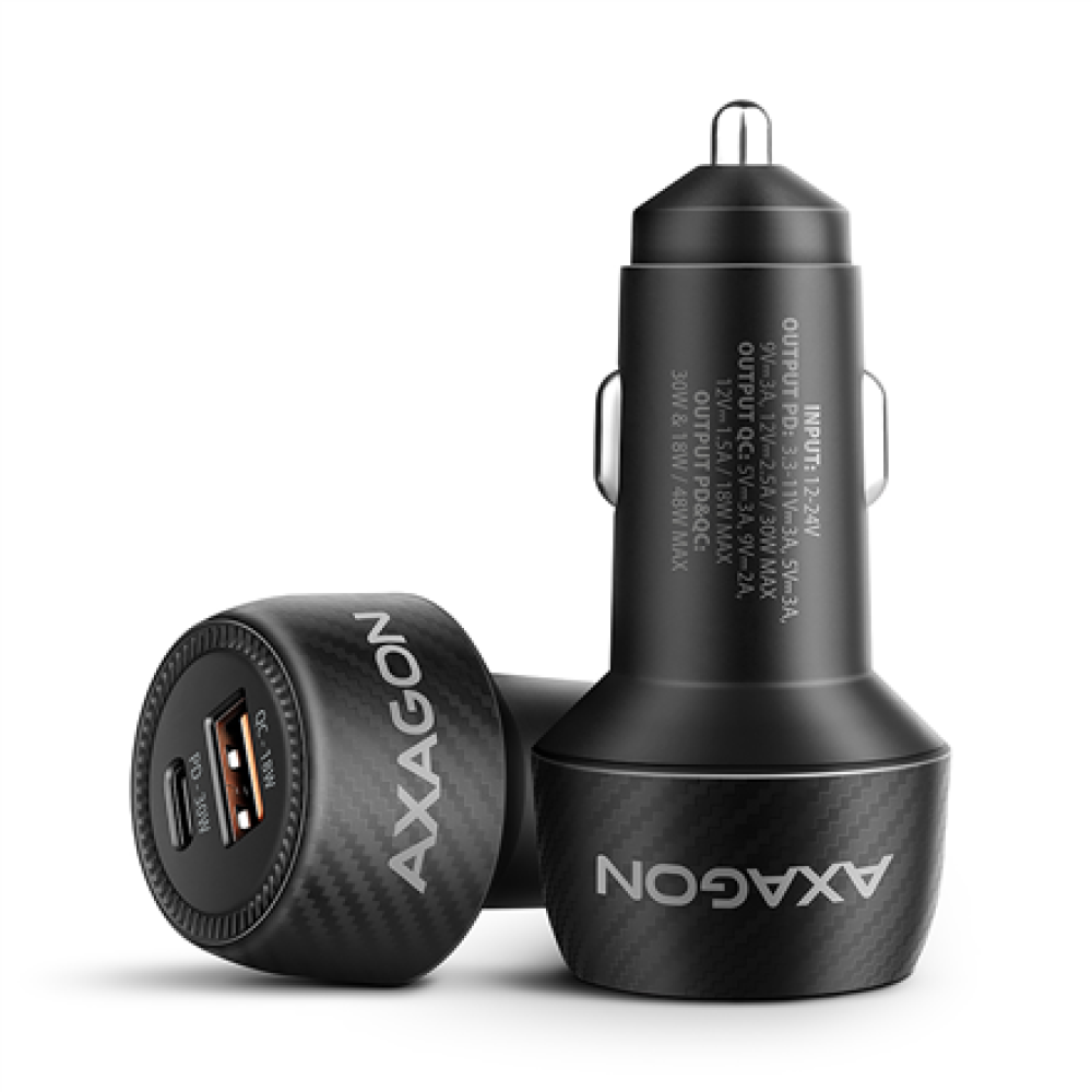 AXAGON Car charger 48W, USB-A + USB-C, PD3.0/PPS/QC4+/SFC , PWC-PQ48