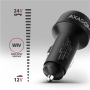 AXAGON Car charger 48W, USB-A + USB-C, PD3.0/PPS/QC4+/SFC , PWC-PQ48