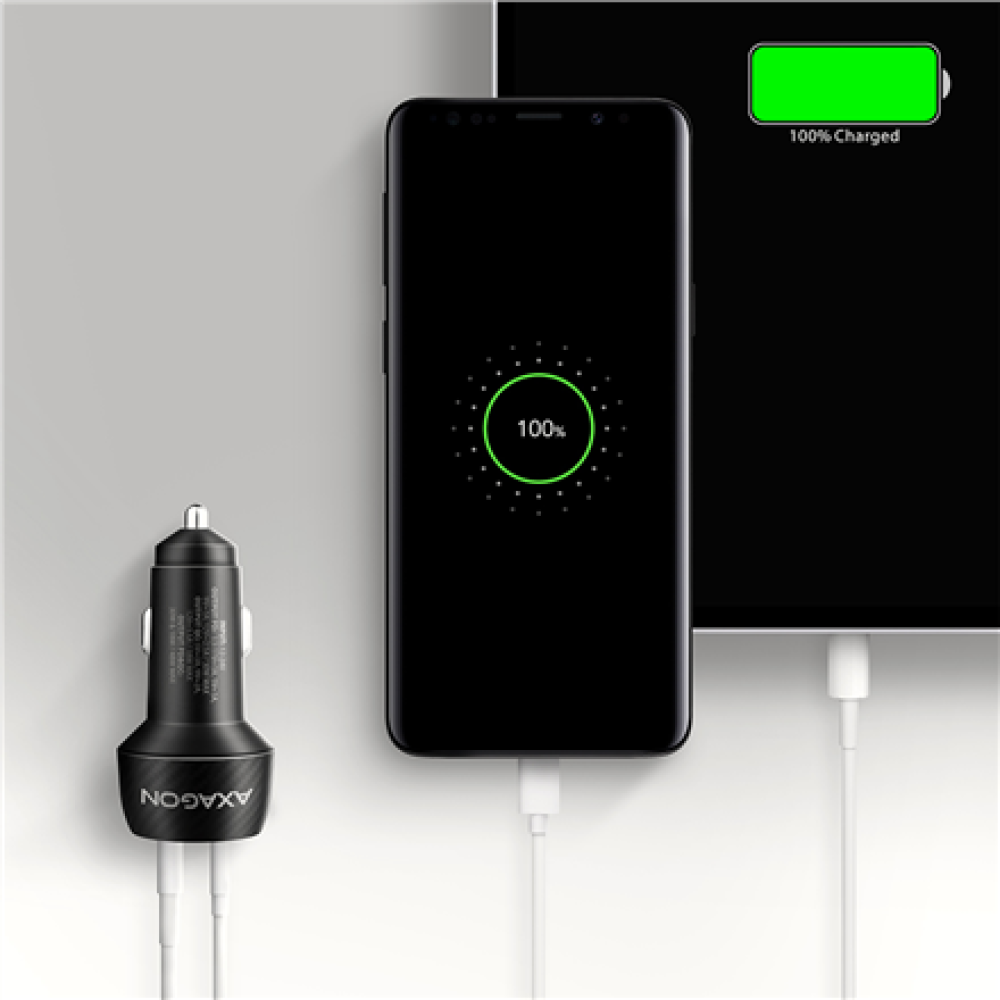 AXAGON Car charger 48W, USB-A + USB-C, PD3.0/PPS/QC4+/SFC , PWC-PQ48