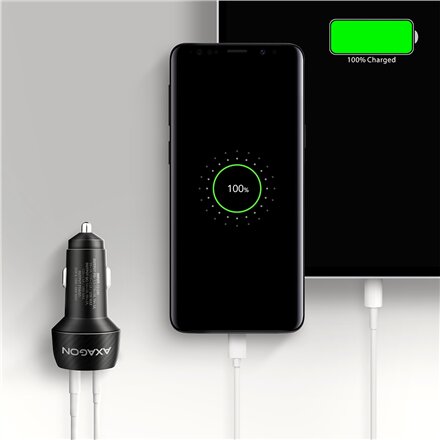 AXAGON Car charger 48W, USB-A + USB-C, PD3.0/PPS/QC4+/SFC , PWC-PQ48