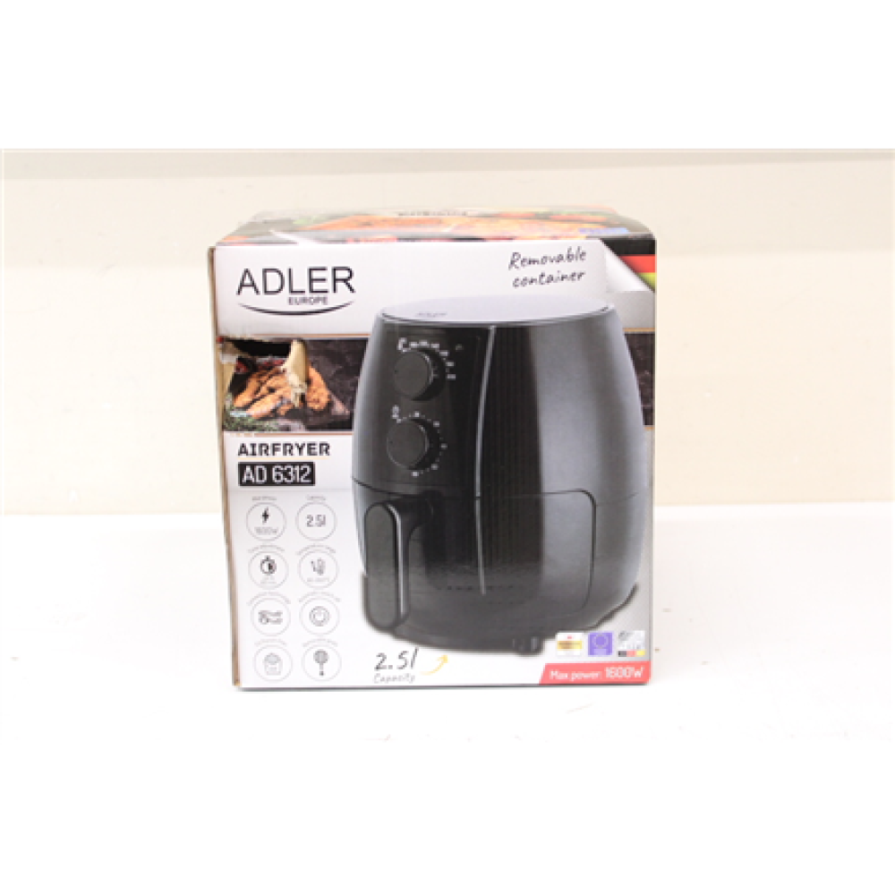 SALE OUT. Adler AD 6312 Airfryer Oven, 2,5 l, Black , Adler , Airfryer Oven , AD 6312 , Power 1600 W , Capacity 2.5 L , Convection , Black , DAMAGED PACKAGING