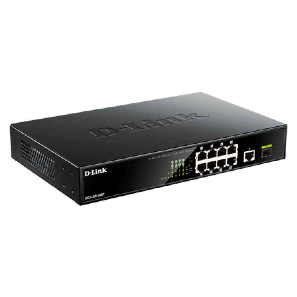 D-Link , 10 Gigabit port Switch with PoE , DGS-1010MP , Unmanaged , Desktop / Rackmount , Gigabit Ethernet (copper) ports quantity 1 , SFP ports quantity 1 , Power over Ethernet (PoE) ports quantity 8