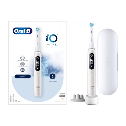 Oral-B Electric Toothbrush , iO6 , Rechargeable , For adults , Number of brush heads included 1 , Number of teeth brushing modes 5 , White