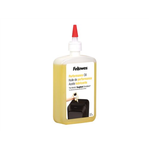Fellowes , Shredder Oil 355 ml , For use with all Fellowes cross-cut and micro-cut shredders. Oil shredder each time wastebasket is emptied or a minimum of twice a month. Plastic squeeze bottle with extended nozzle ensures complete coverage